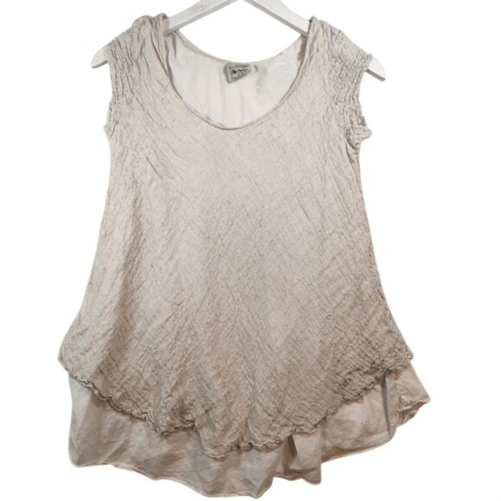 La Bottega di Brunella Linen Tunic Top Layered Handkerchief Hem Made in Italy